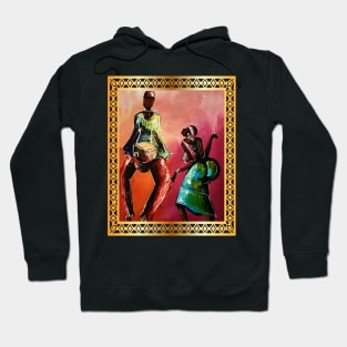 African Man and Woman Dancing, Playing Drums Hoodie